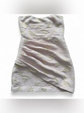 MAJORELLE Lilac & Cream Floral Jacquard Strapless Dress